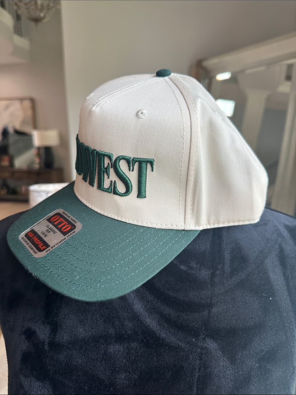 OTTO Two-Tone MIDWEST Snapback Hat - Cream & Forest Green - Picture 3 of 3